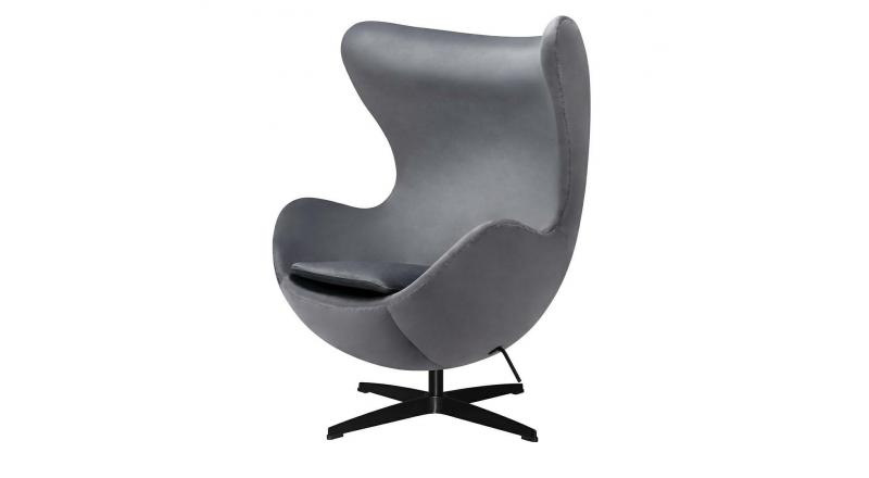 Fotel EGG CLASSIC VELVET BLACK ciemny szary - welur, podstawa czarna