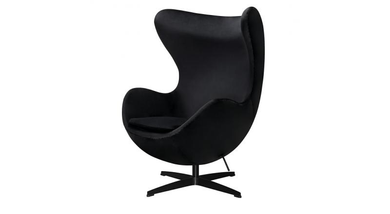 Fotel EGG CLASSIC VELVET BLACK czarny - welur, podstawa czarna