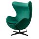 Fotel EGG CLASSIC VELVET BLACK zielony - welur, podstawa czarna