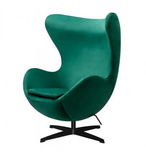 Fotel EGG CLASSIC VELVET BLACK zielony - welur, podstawa czarna