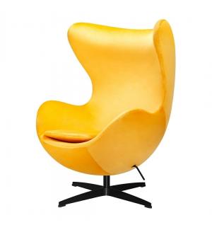 Fotel EGG CLASSIC VELVET BLACK żółty - welur, podstawa czarna