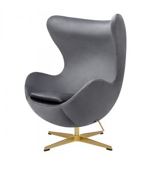 Fotel EGG CLASSIC VELVET GOLD ciemny szary - welur, podstawa złota