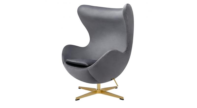 Fotel EGG CLASSIC VELVET GOLD ciemny szary - welur, podstawa złota