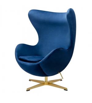 Fotel EGG CLASSIC VELVET GOLD granatowy - welur, podstawa złota