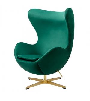 Fotel EGG CLASSIC VELVET GOLD zielony - welur, podstawa złota