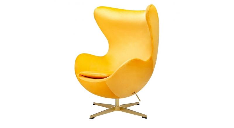 Fotel EGG CLASSIC VELVET GOLD żółty - welur, podstawa złota