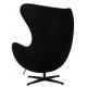 Fotel EGG CLASSIC BLACK czarny.30 - wełna, podstawa czarna