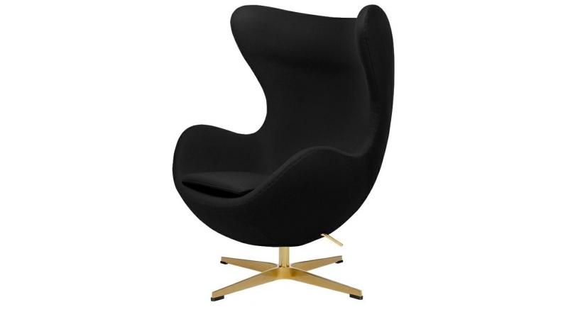 Fotel EGG CLASSIC GOLD czarny.30 - wełna, podstawa złota