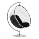 Fotel BUBBLE STAND poduszka czarna - podstawa chrom, korpus akryl, poduszka wełna