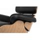 Fotel LOUNGE HM PREMIUM SZEROKI z podnóżkiem czarny - sklejka jesion, skóra naturalna
