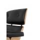 Fotel LOUNGE HM PREMIUM SZEROKI z podnóżkiem czarny - sklejka jesion, skóra naturalna
