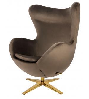 Fotel EGG SZEROKI VELVET GOLD ciemny brąz.81 - welur, podstawa złota
