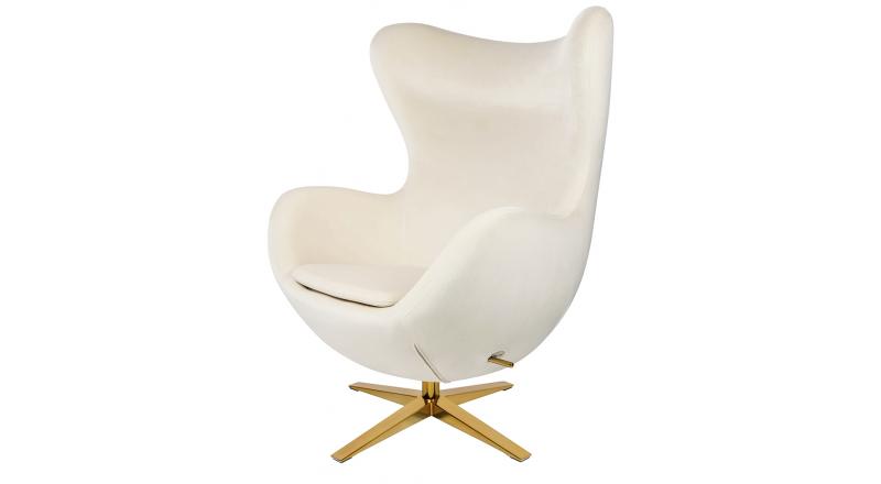 Fotel EGG SZEROKI VELVET GOLD beżowy.56 - welur, podstawa złota