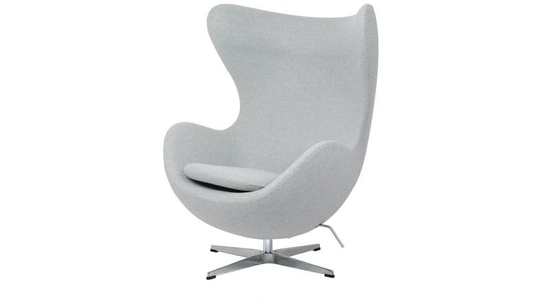 Fotel EGG CLASSIC szary melanż.17 - wełna, podstawa aluminiowa