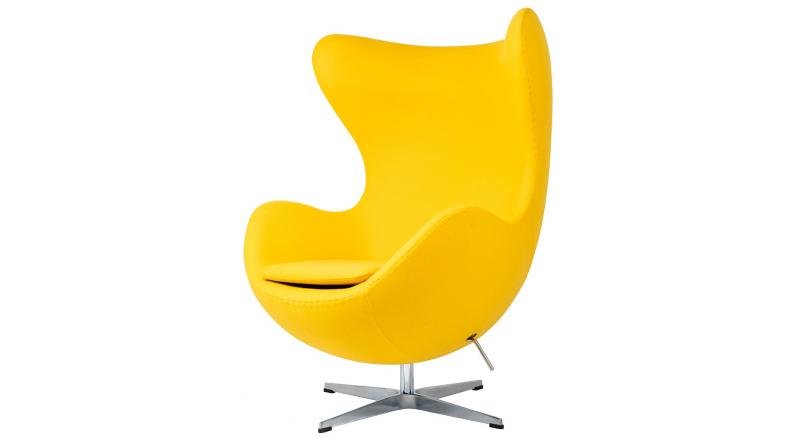Fotel EGG CLASSIC żółty słoneczny.36 - wełna, podstawa aluminiowa