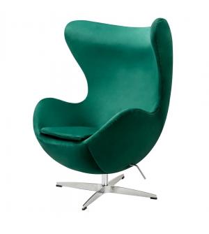 Fotel EGG CLASSIC VELVET zielony - welur, podstawa aluminiowa