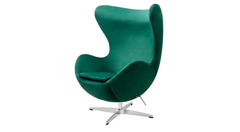 Fotel EGG CLASSIC VELVET zielony - welur, podstawa aluminiowa