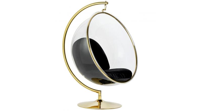 Fotel BUBBLE STAND GOLD VELVET poduszka czarna