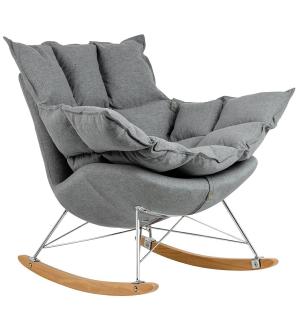 Fotel bujany SWING ciemny szary - tkanina, stal, drewno bukowe