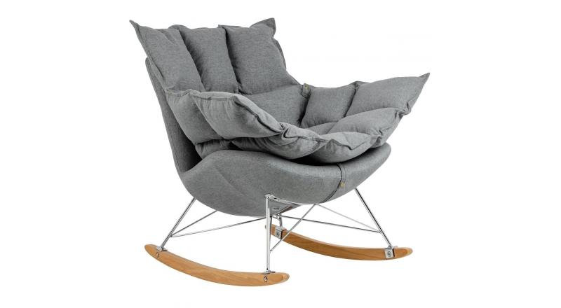 Fotel bujany SWING ciemny szary - tkanina, stal, drewno bukowe