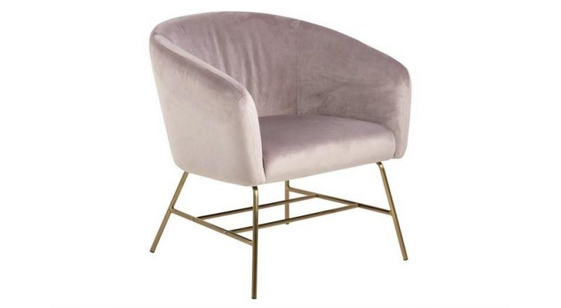 ACTONA fotel RAMSEY - brudny róż, nogi mosiądz