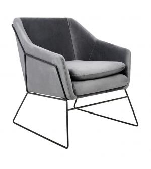 Fotel EMMA VELVET ciemny szary welur - podstawa czarna