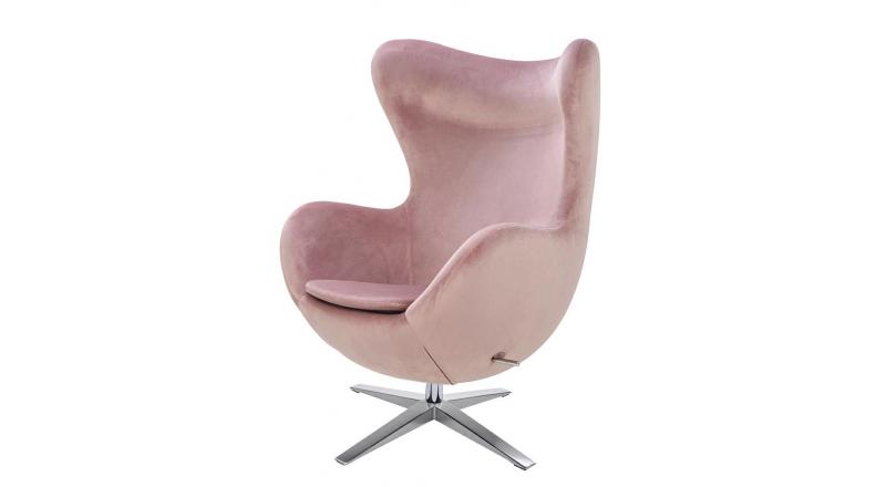 Fotel EGG SZEROKI VELVET brudny róż .12 - welur, podstawa stal