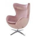 Fotel EGG SZEROKI VELVET brudny róż .12 - welur, podstawa stal