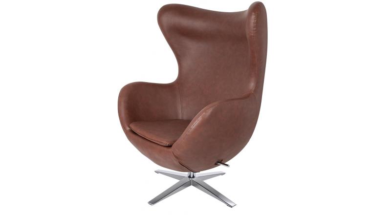 Fotel EGG SZEROKI PU brąz vintage brandy
