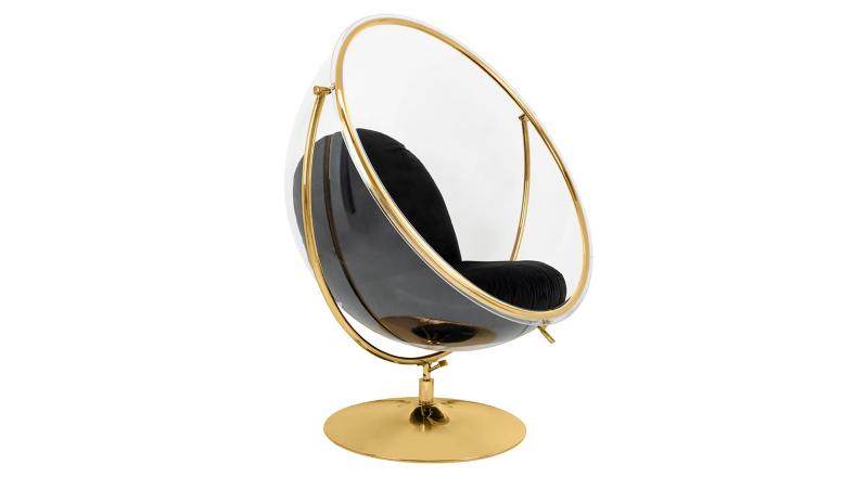 Fotel BUBBLE STAND 2 GOLD VELVET poduszka czarna