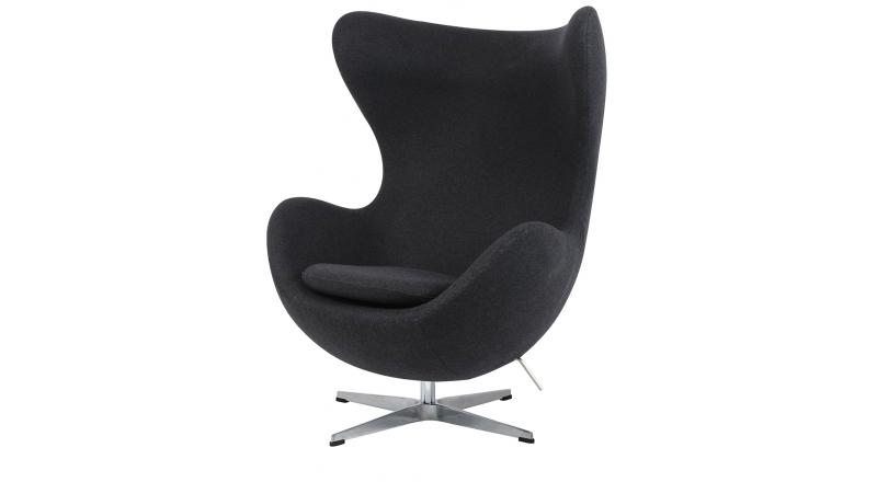Fotel EGG CLASSIC ciemny szary.5 - wełna, podstawa aluminiowa