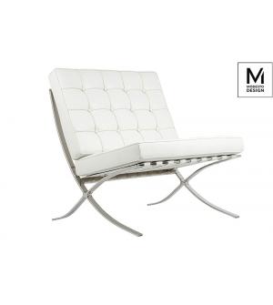 MODESTO fotel BARCELON biały - ekoskóra, stal polerowana
