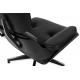 Fotel LOUNGE HM PREMIUM SZEROKI z podnóżkiem czarny - czarny jesion, skóra naturalna
