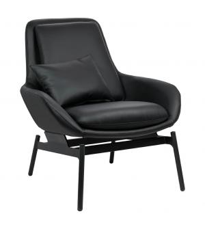 Fotel LAZY czarny ekoskóra - podstawa czarna