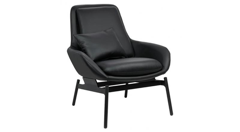 Fotel LAZY czarny ekoskóra - podstawa czarna