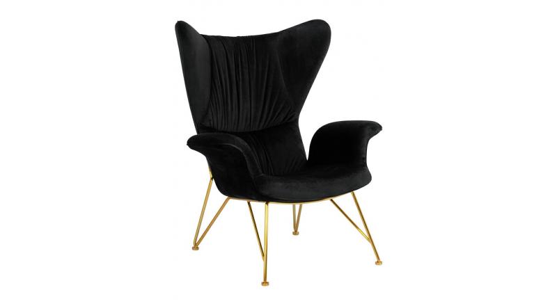 Fotel SHRIMP VELVET czarny - podstawa złota