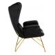 Fotel SHRIMP VELVET czarny - podstawa złota