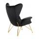 Fotel SHRIMP VELVET czarny - podstawa złota