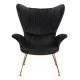 Fotel SHRIMP VELVET czarny - podstawa złota