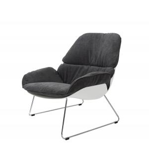 Fotel NINO ciemny szary, płozy - polipropylen, podstawa chromowana