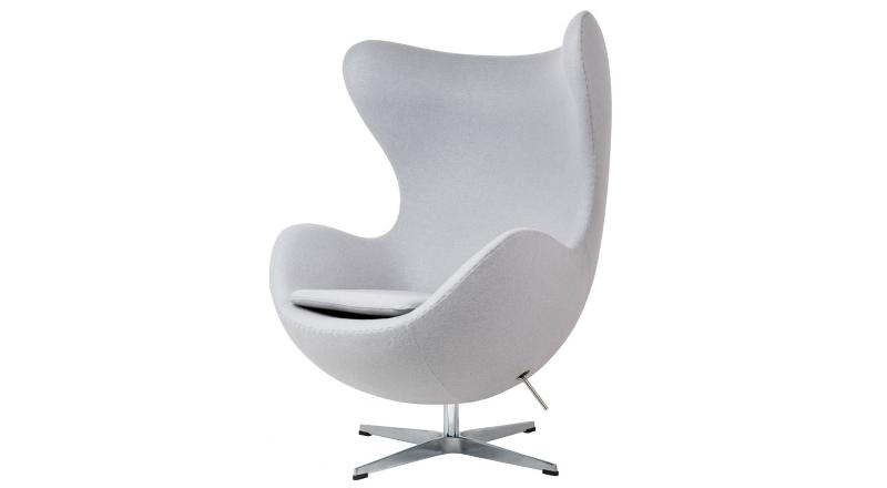 Fotel EGG CLASSIC szary popielaty.18 - wełna, podstawa aluminiowa