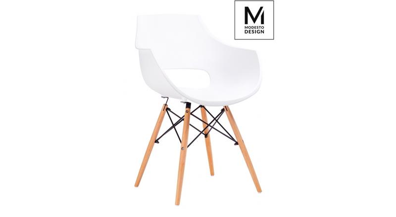 MODESTO fotel FORO biały - podstawa bukowa