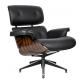 Fotel LOUNGE czarny, sklejka heban - skóra naturalna