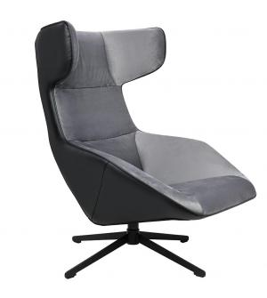 Fotel obrotowy VITA VELVET ciemny szary welur, ekoskóra czarna
