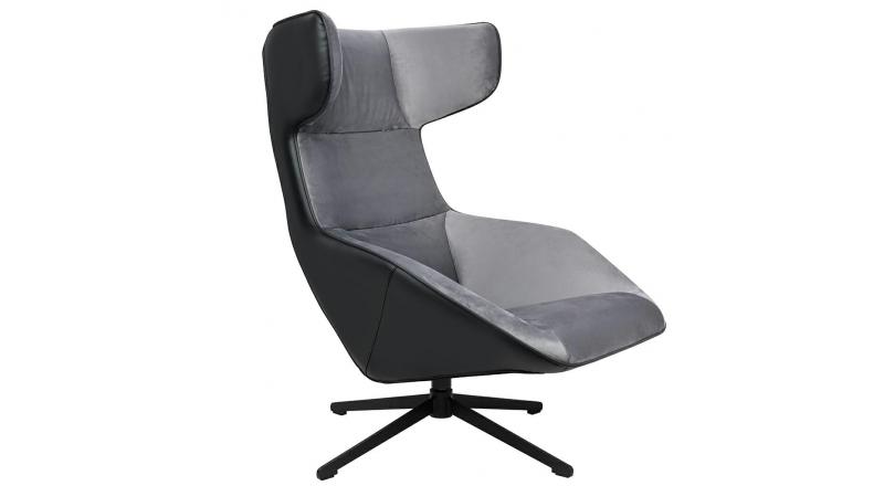 Fotel obrotowy VITA VELVET ciemny szary welur, ekoskóra czarna