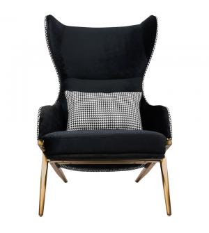 Fotel HAMPTON VELVET czarny / pepitka