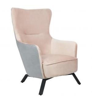 Fotel VIGO VELVET jasny szary, welur beżowy - podstawa czarna