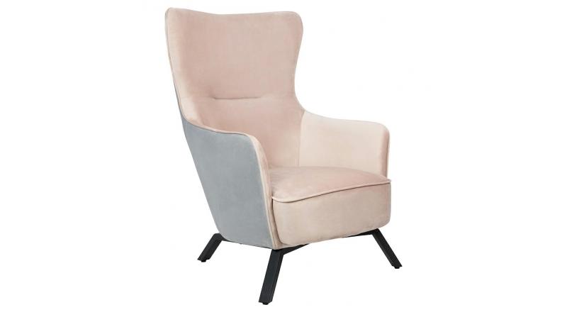 Fotel VIGO VELVET jasny szary, welur beżowy - podstawa czarna