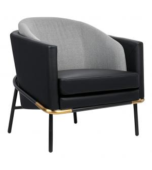 Fotel GUBI czarny ekoskóra tkanina szary