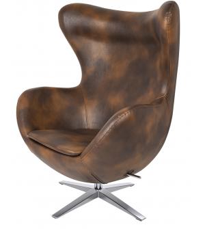 Fotel EGG SZEROKI PU brąz vintage czekolada